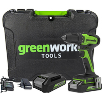 Дрель-шуруповерт Greenworks GD24DD35K2 3704007UA (с 1-м АКБ, кейс)