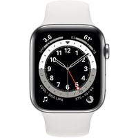 Умные часы Apple Watch Series 6 LTE 44 мм (сталь серебристый/белый спортивный) - фото2 Умные часы Apple Watch Series 6 LTE 44 мм (сталь серебристый/белый спортивный) - фото2