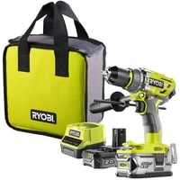 Ударная дрель-шуруповерт Ryobi R18PD7-252S 5133004391 (с 2-мя АКБ, сумка) фото-2