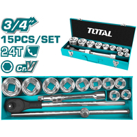 Набор трещотка с головками Total THT341151 (15 предметов)
