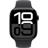 Умные часы Apple Watch Series 10 46 мм (алюминиевый корпус, черный/черный, спортивный силиконовый ремешок S/M) фото-2